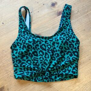 Coral Reef Green Leopard Print Crop Tankini Bathing Suit Top